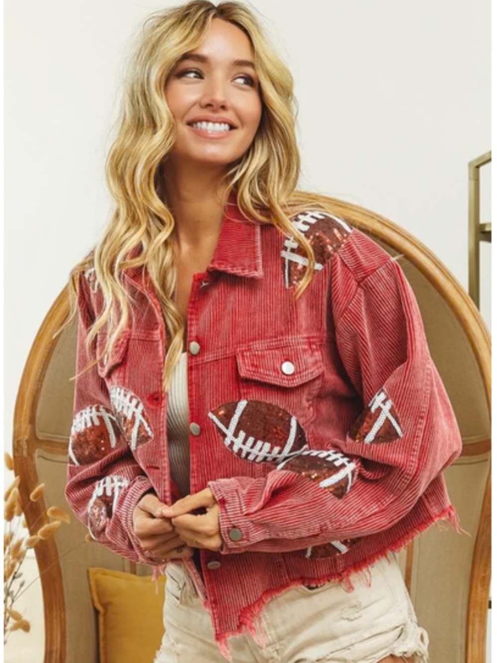 Football Sequin Corduroy Jacket